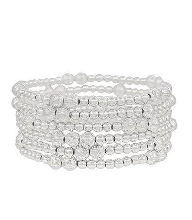 6 Row Textured Ball Accent Bracelet