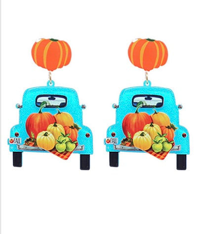 Fall Truck Earrings w/ Pumpkins