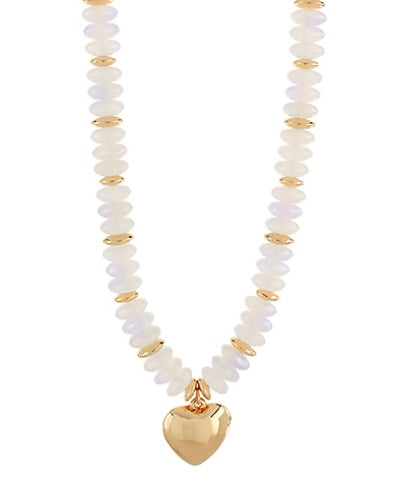 Rondelle Beads & Puffy Heart Necklace