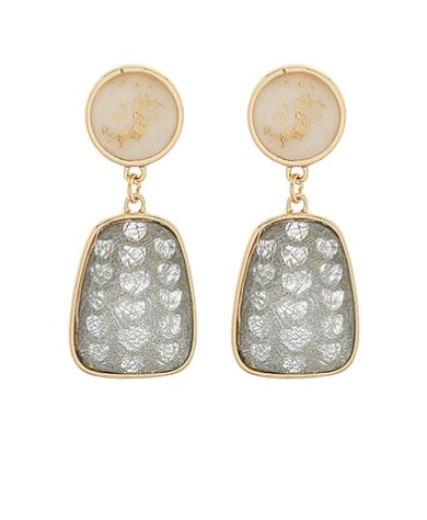 Disk & Trapezoid Stone Drop Earrings