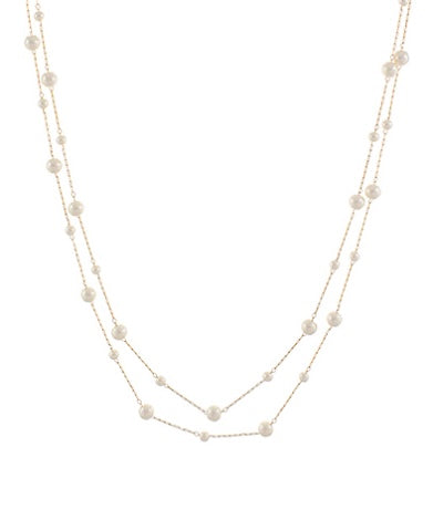 Layered Pearl Station Necklace