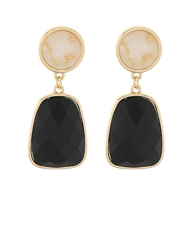 Disk & Trapezoid Stone Drop Earrings