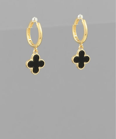 Clover Charm Dangle Hoops