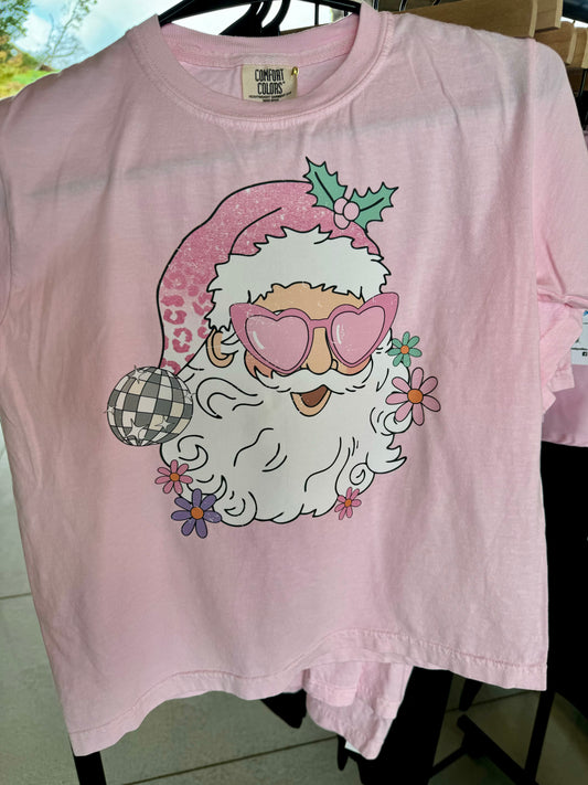 Girls Disco Santa Comfort Colors Tee