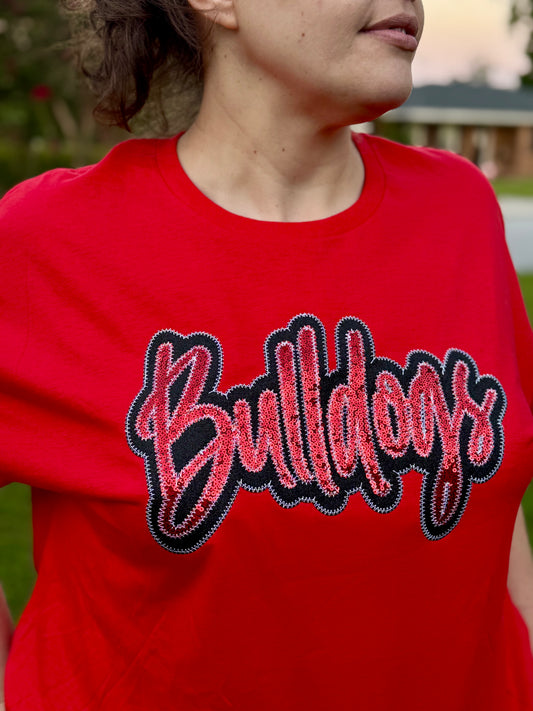 Bulldogs Embroidered Sequin Spirit Wear Top
