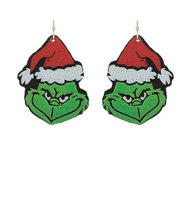 Grinch Face Earrings