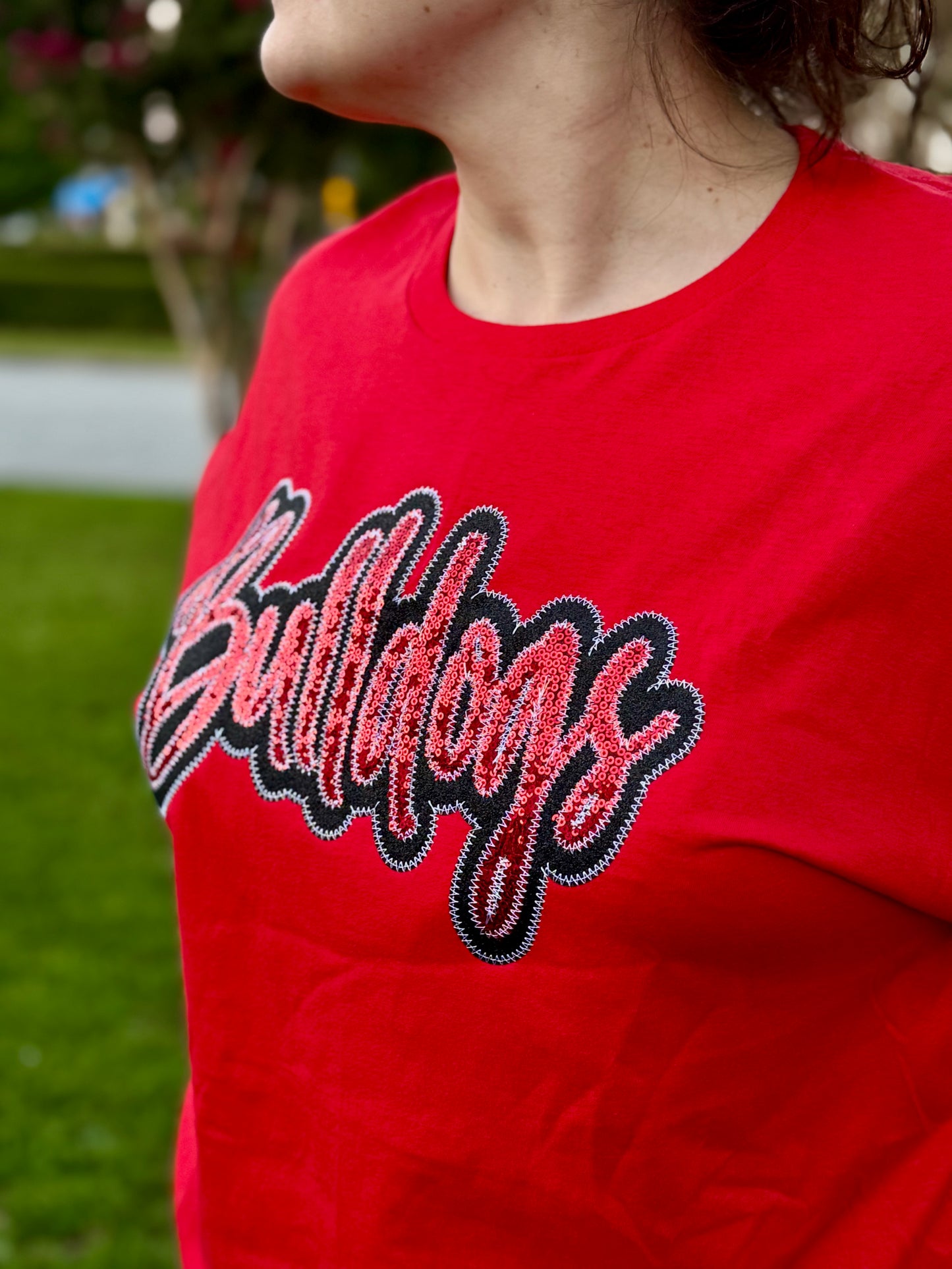 Bulldogs Embroidered Sequin Spirit Wear Top