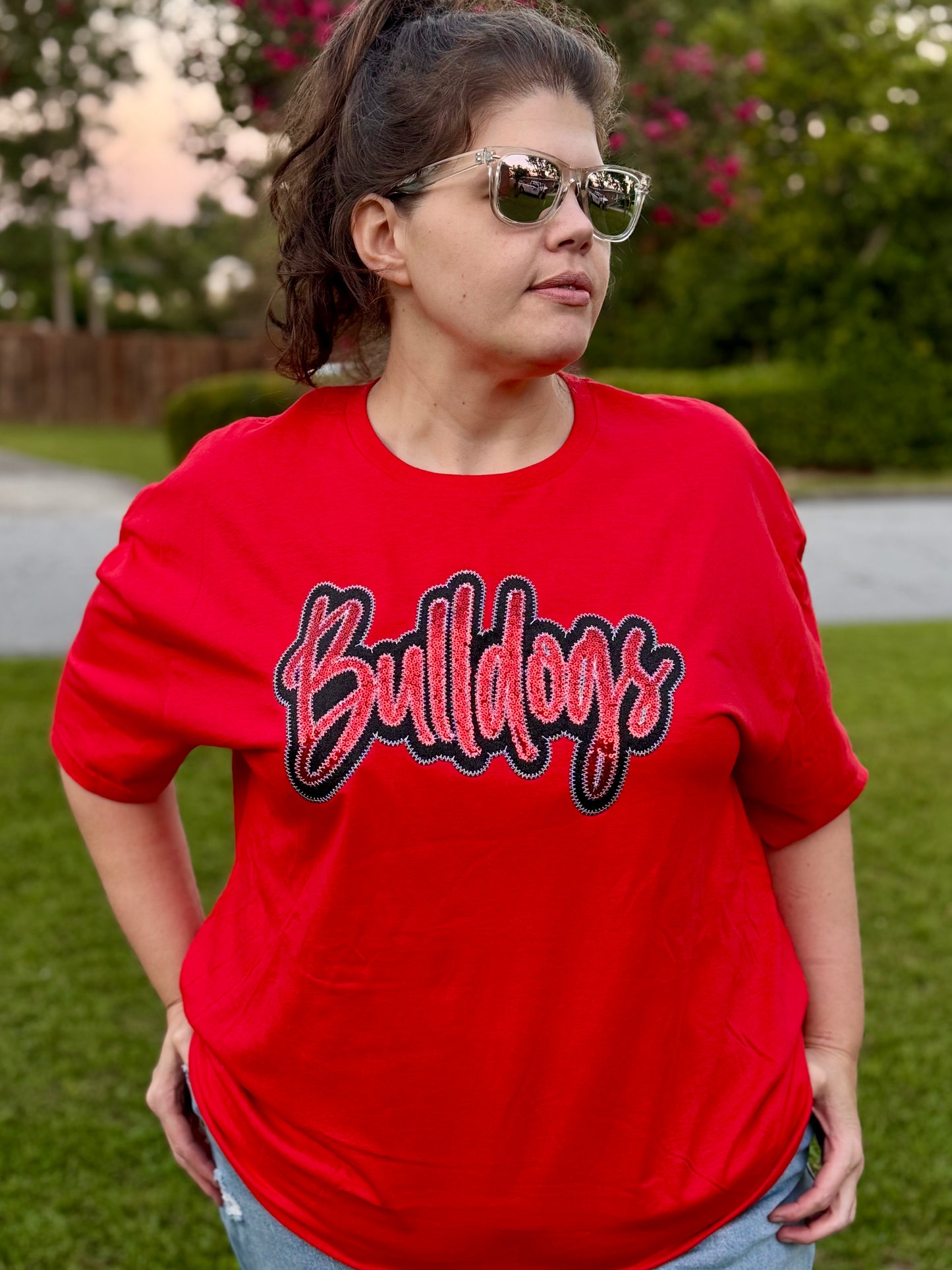 Bulldogs Embroidered Sequin Spirit Wear Top