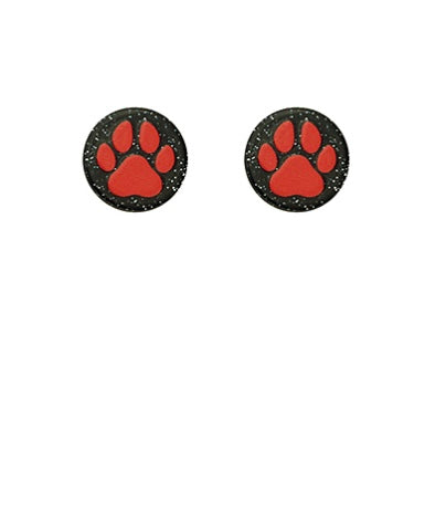 Paw Print Circle Acrylic Stud Earrings