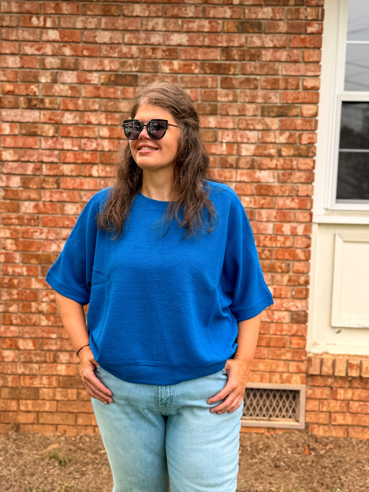 Double Knit Banded Bottom Short Sleeve Top