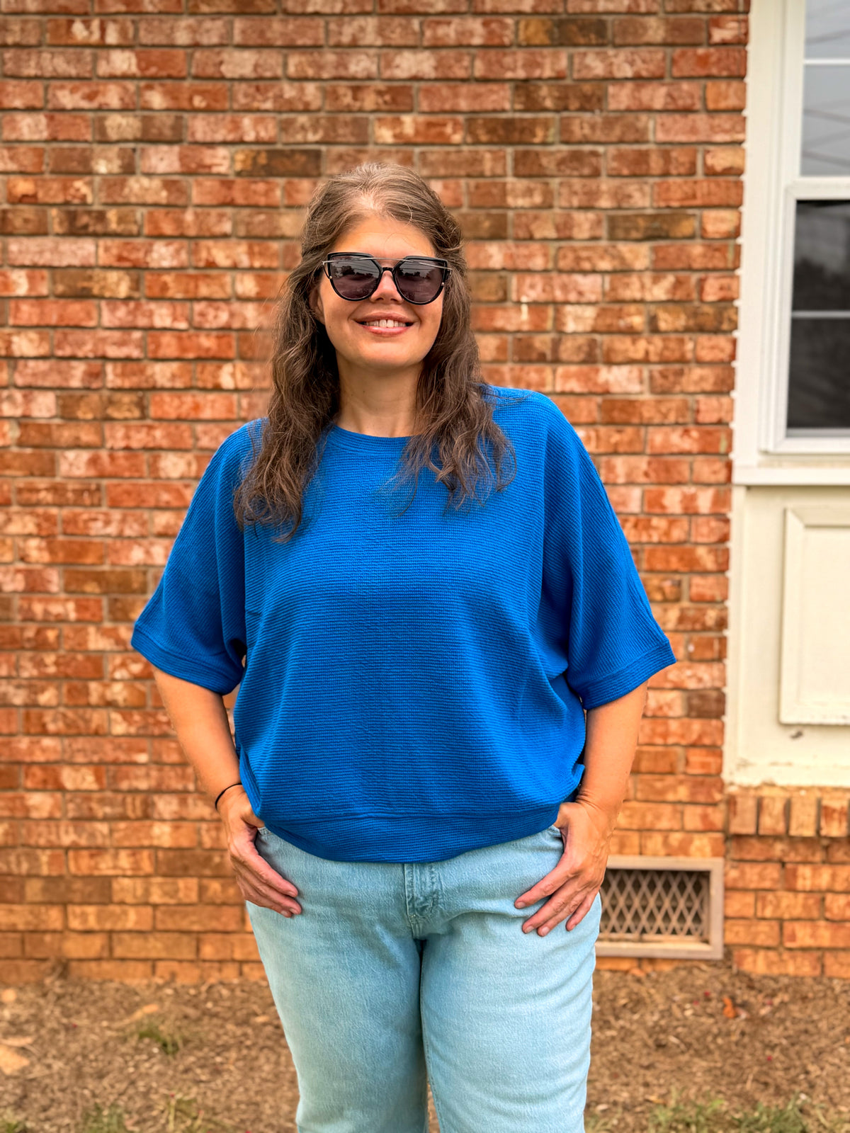 Double Knit Banded Bottom Short Sleeve Top