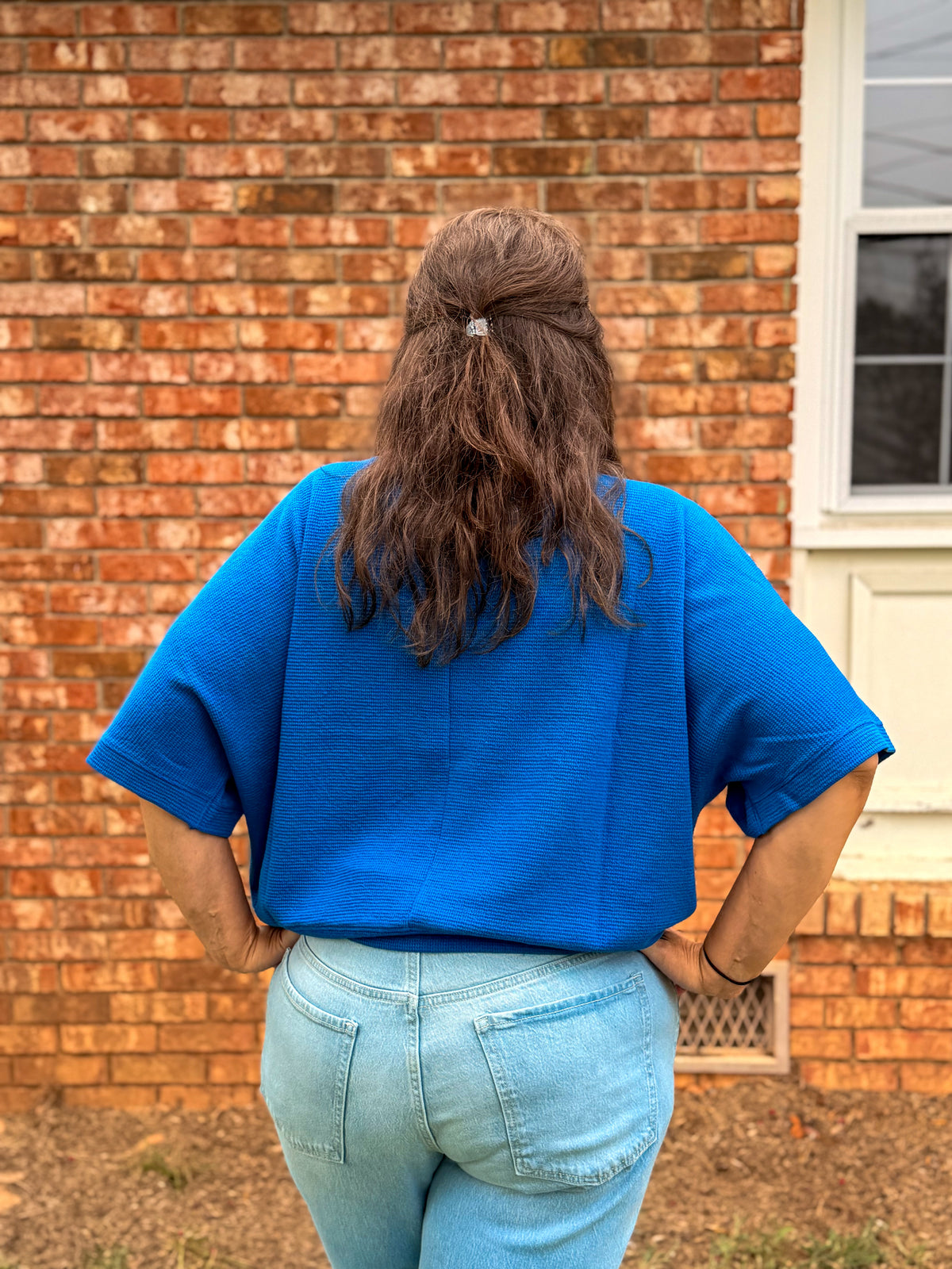 Double Knit Banded Bottom Short Sleeve Top