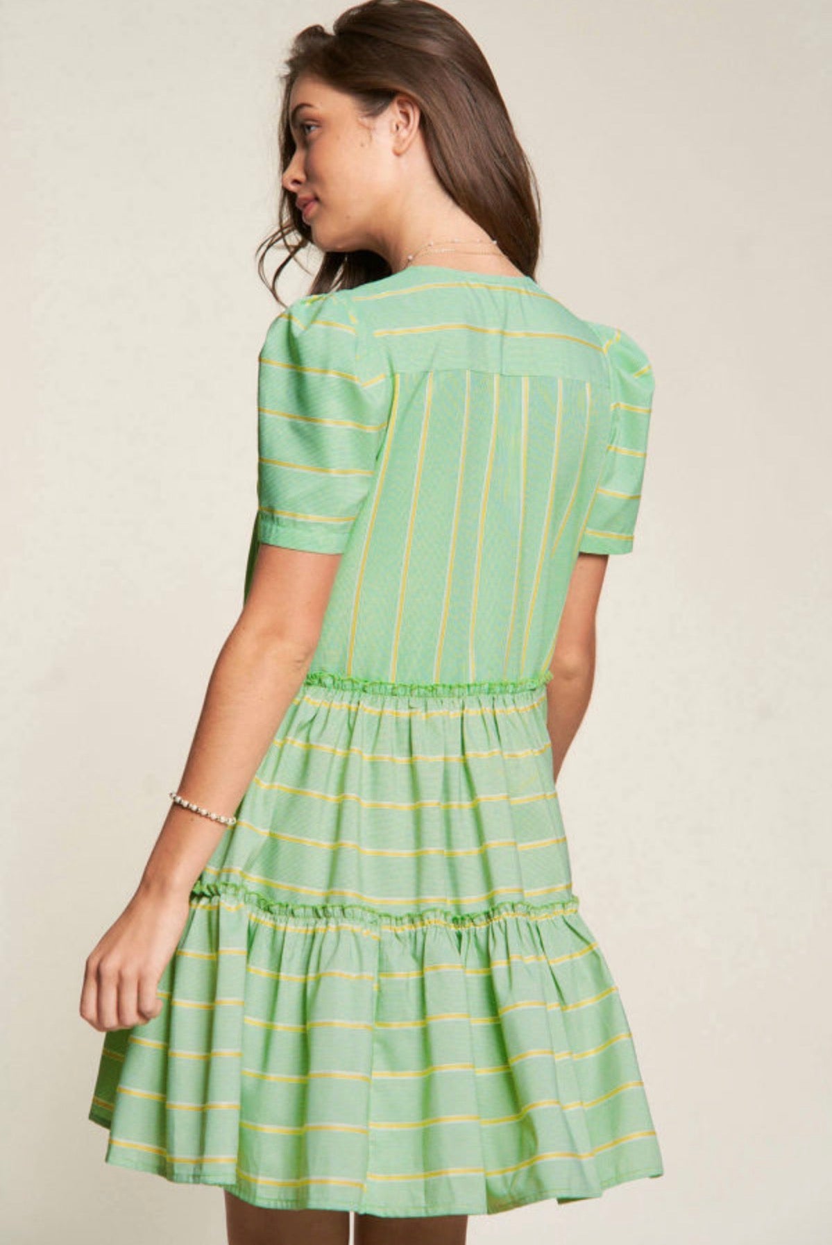 Stripe Frilled A-Line Dress