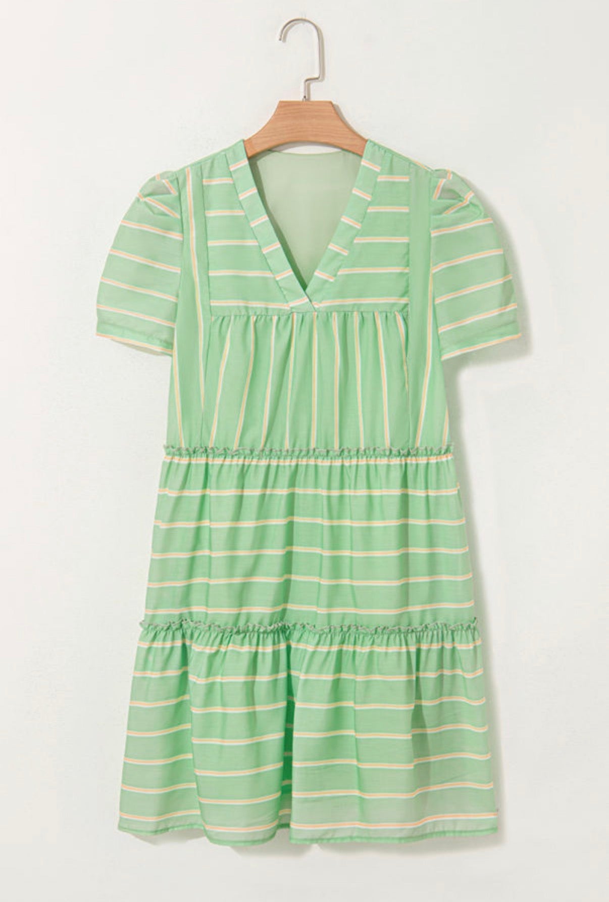 Stripe Frilled A-Line Dress