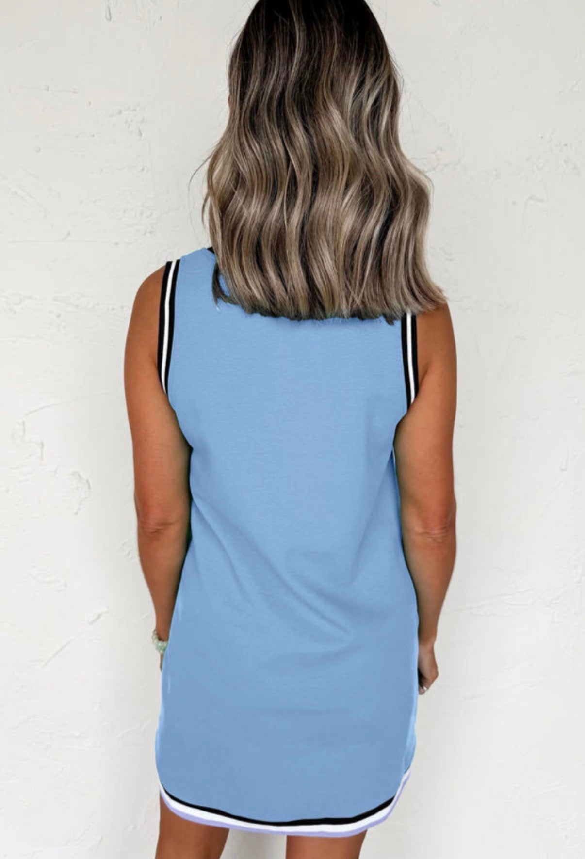 Contrast Trim Sleeveless Mini Dress