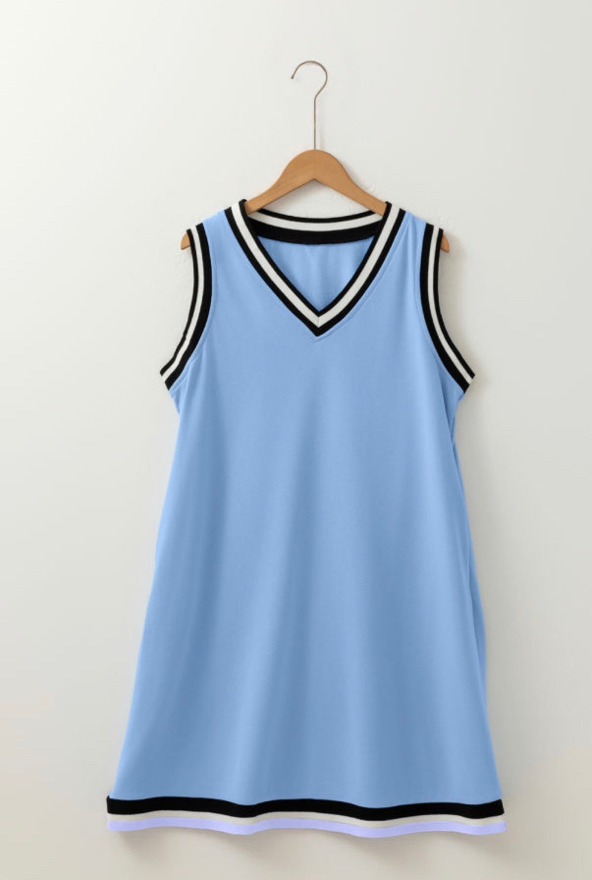 Contrast Trim Sleeveless Mini Dress