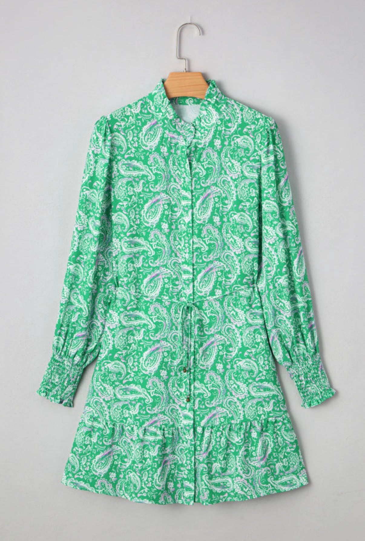 Paisley Print Front Tied Waist Mini Dress