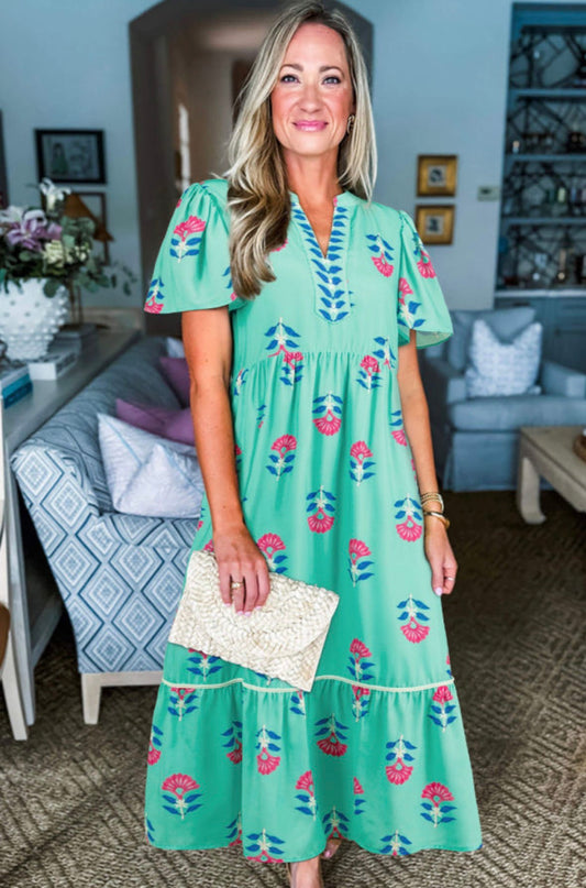 Floral Print Shift Maxi Dress