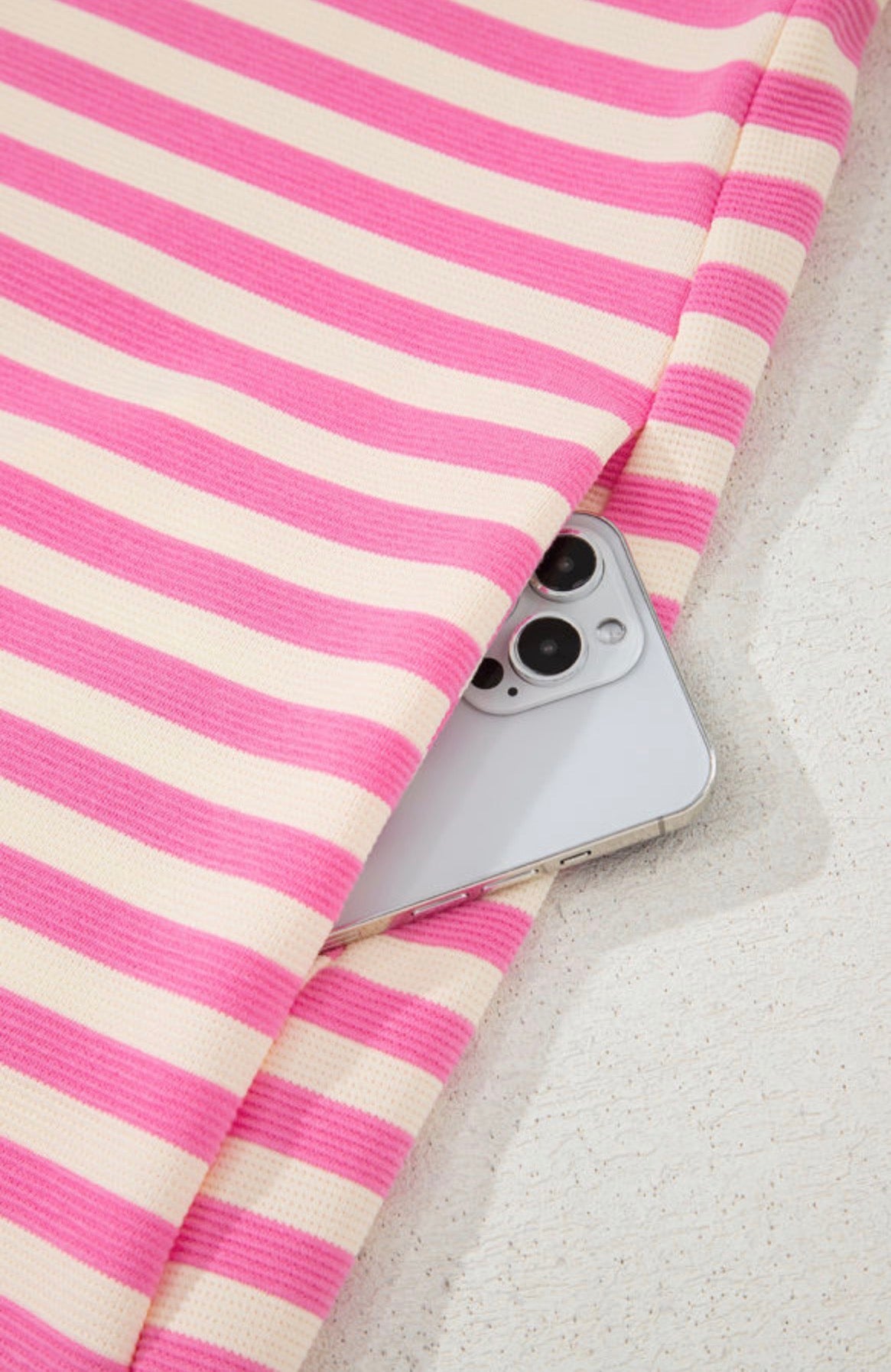 Stripe Contrast Collar Split Neck Flutter Sleeve Dress