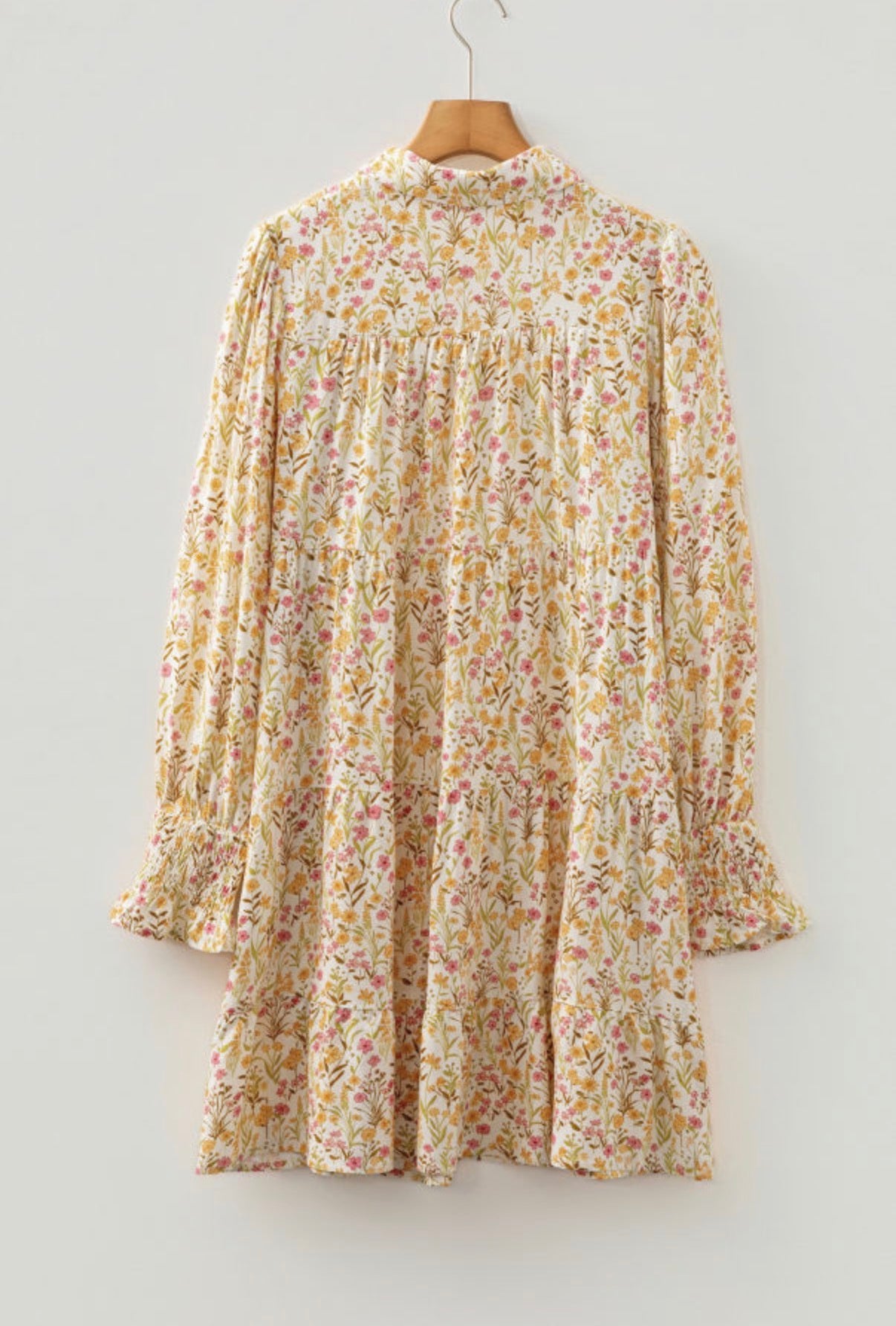 Floral Print Frilly Shirt Dress