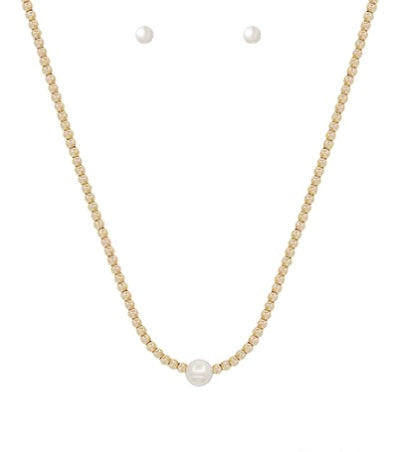 Pearl and Ball Chain Necklace Set