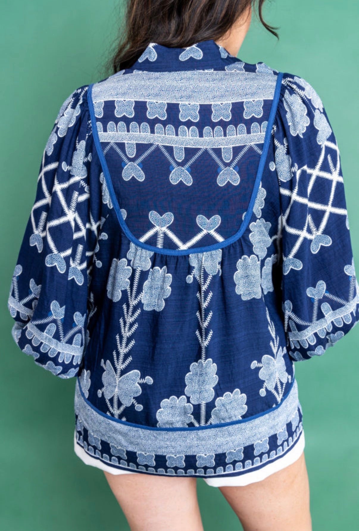 Floral Print Notched Neck Blouse