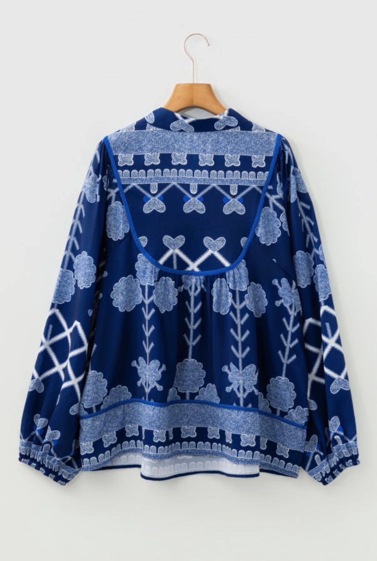 Floral Print Notched Neck Blouse