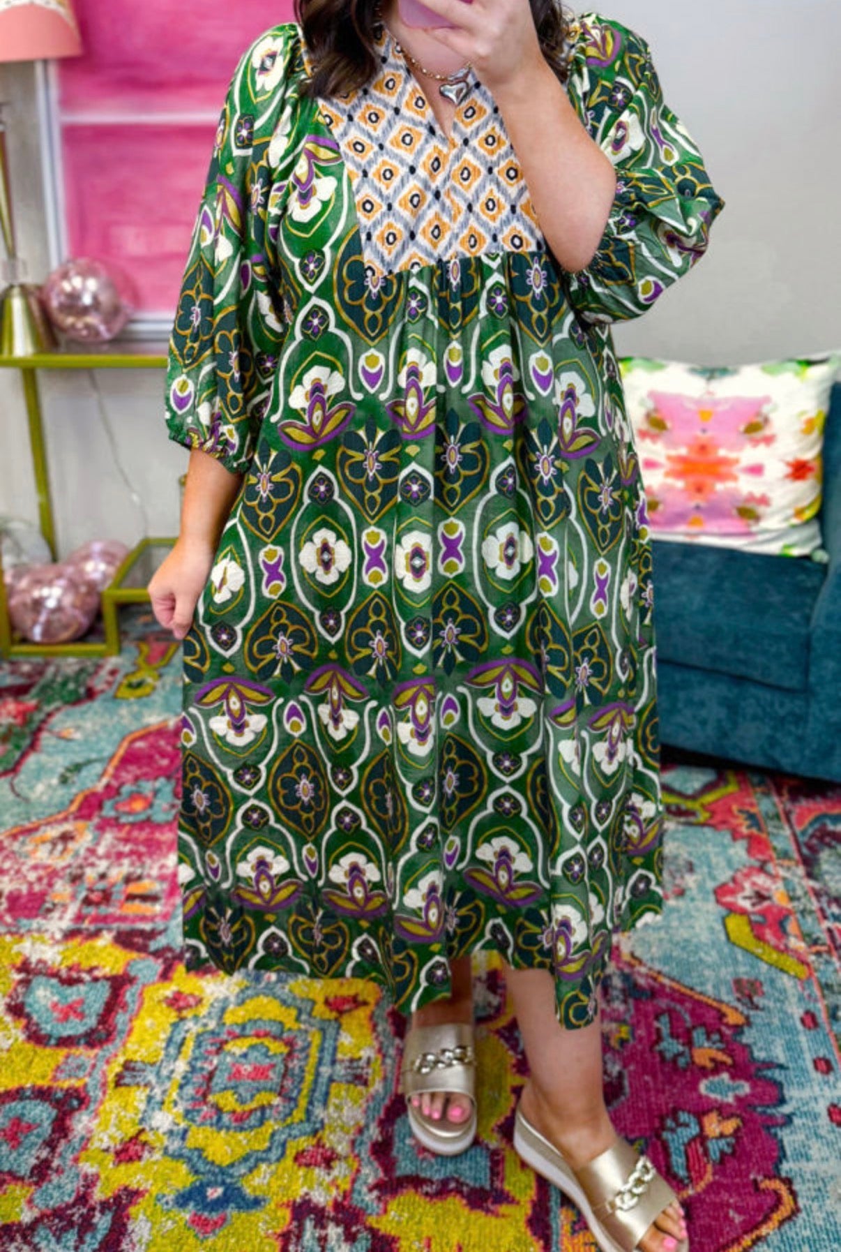 Mixed Floral Patchwork Maxi Dress