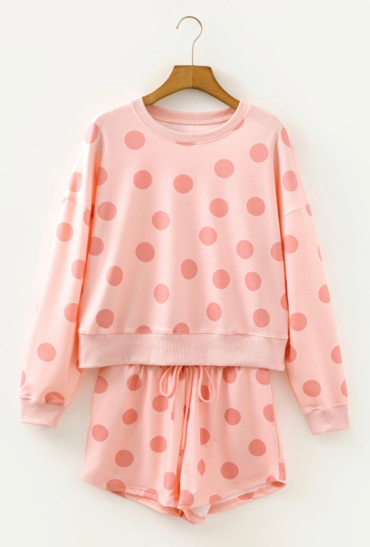 Polka Dot Print Pullover Shorts Set