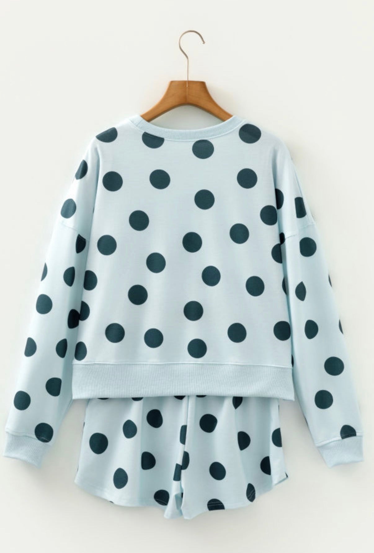 Polka Dot Print Pullover Shorts Set