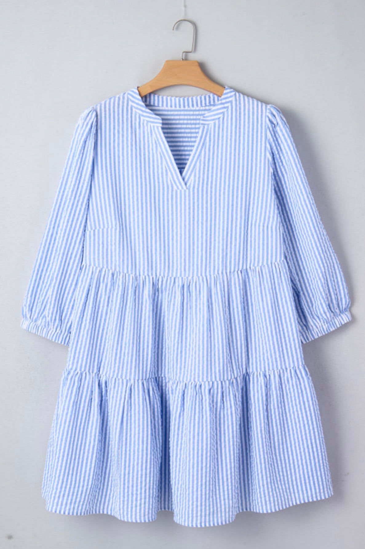 Stripe Seersucker Textured Tier Dress