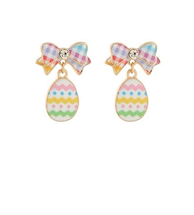 Easter Egg & Bow Dangle Earrings