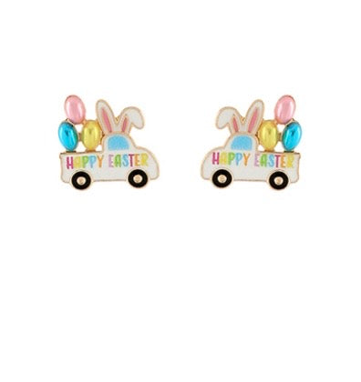 Easter Egg Truck Enamel Earrings