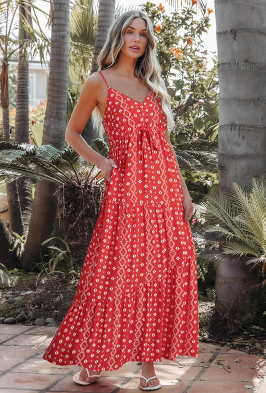 Boho Spaghetti Strap Maxi Dress