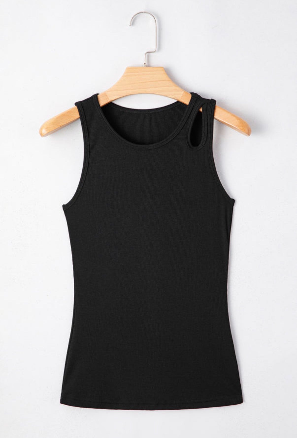 Ribbed Keyhole Casual Tank Top