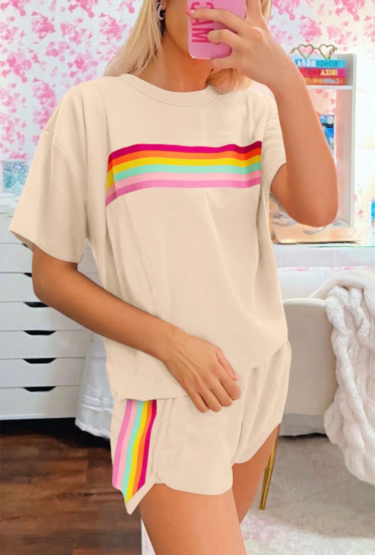 Vibrant Striped Short Set