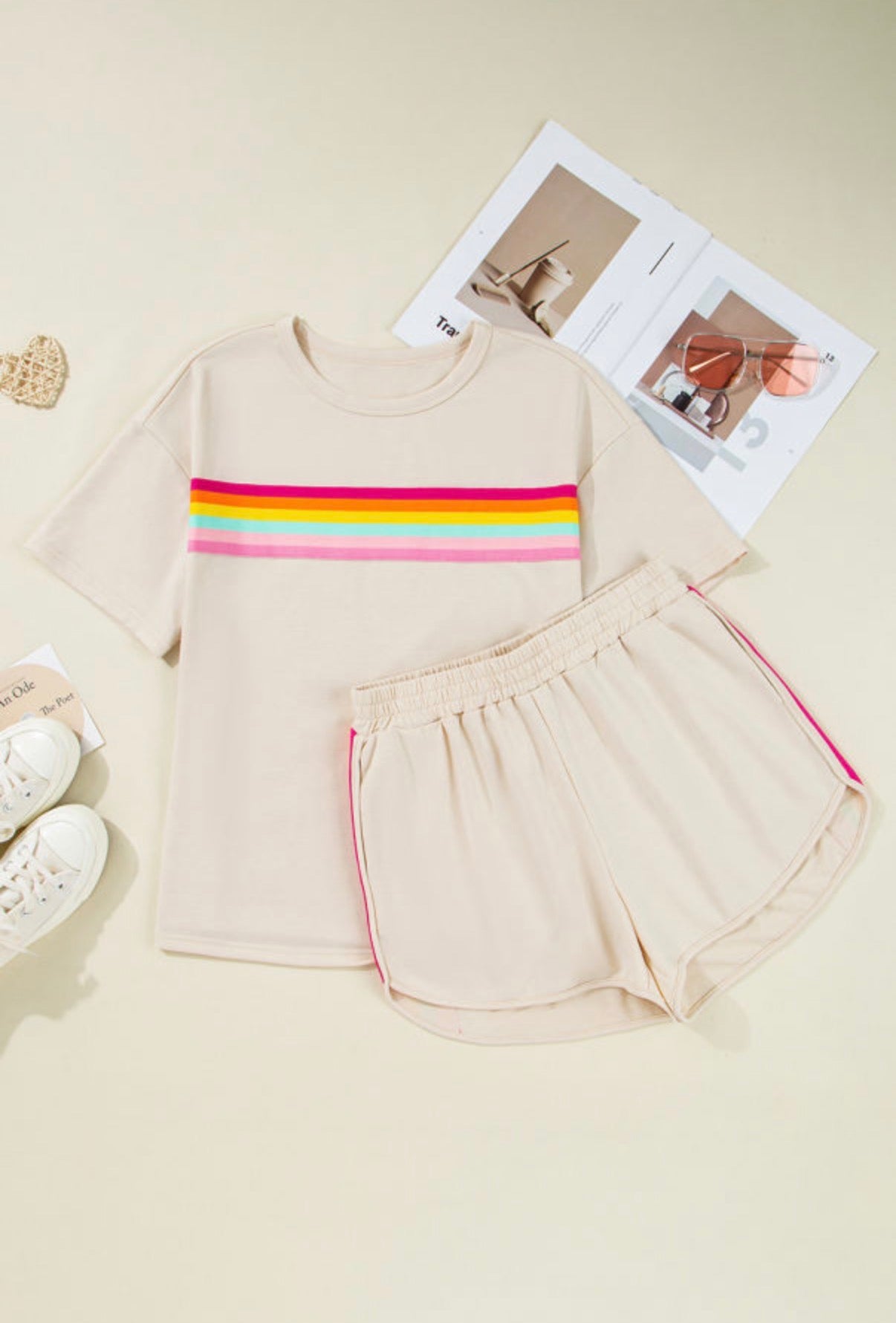 Vibrant Striped Short Set