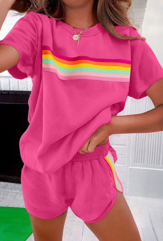 Vibrant Striped Short Set