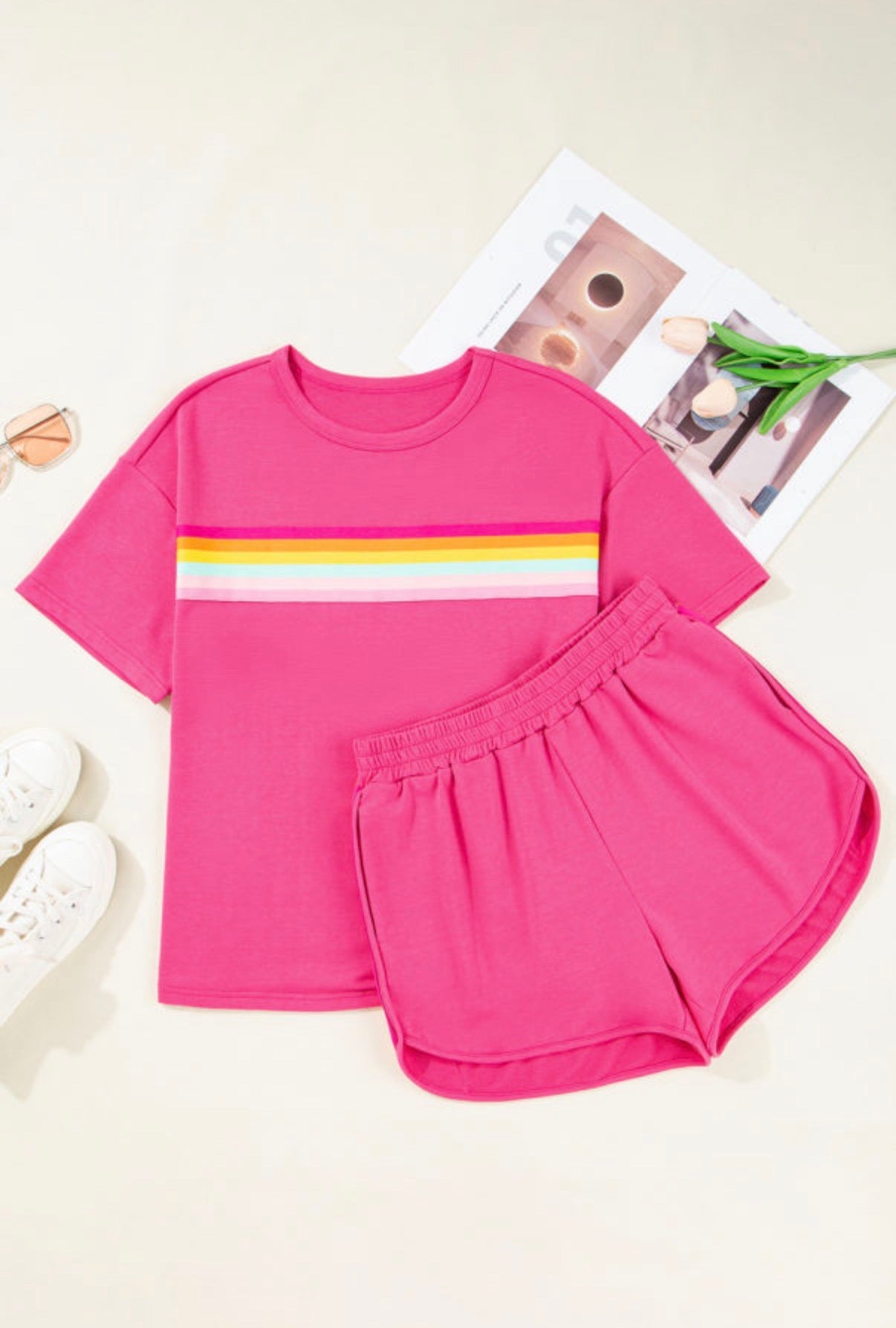 Vibrant Striped Short Set