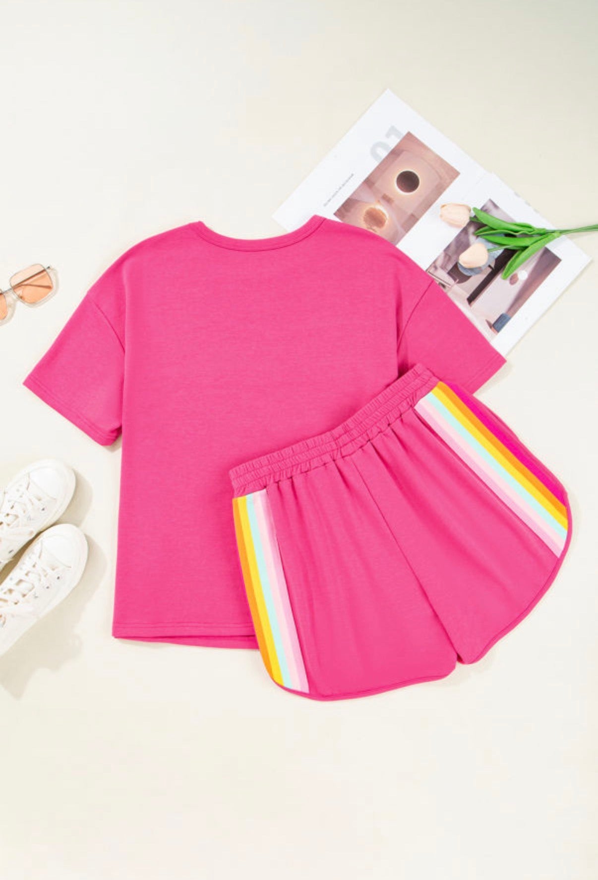 Vibrant Striped Short Set