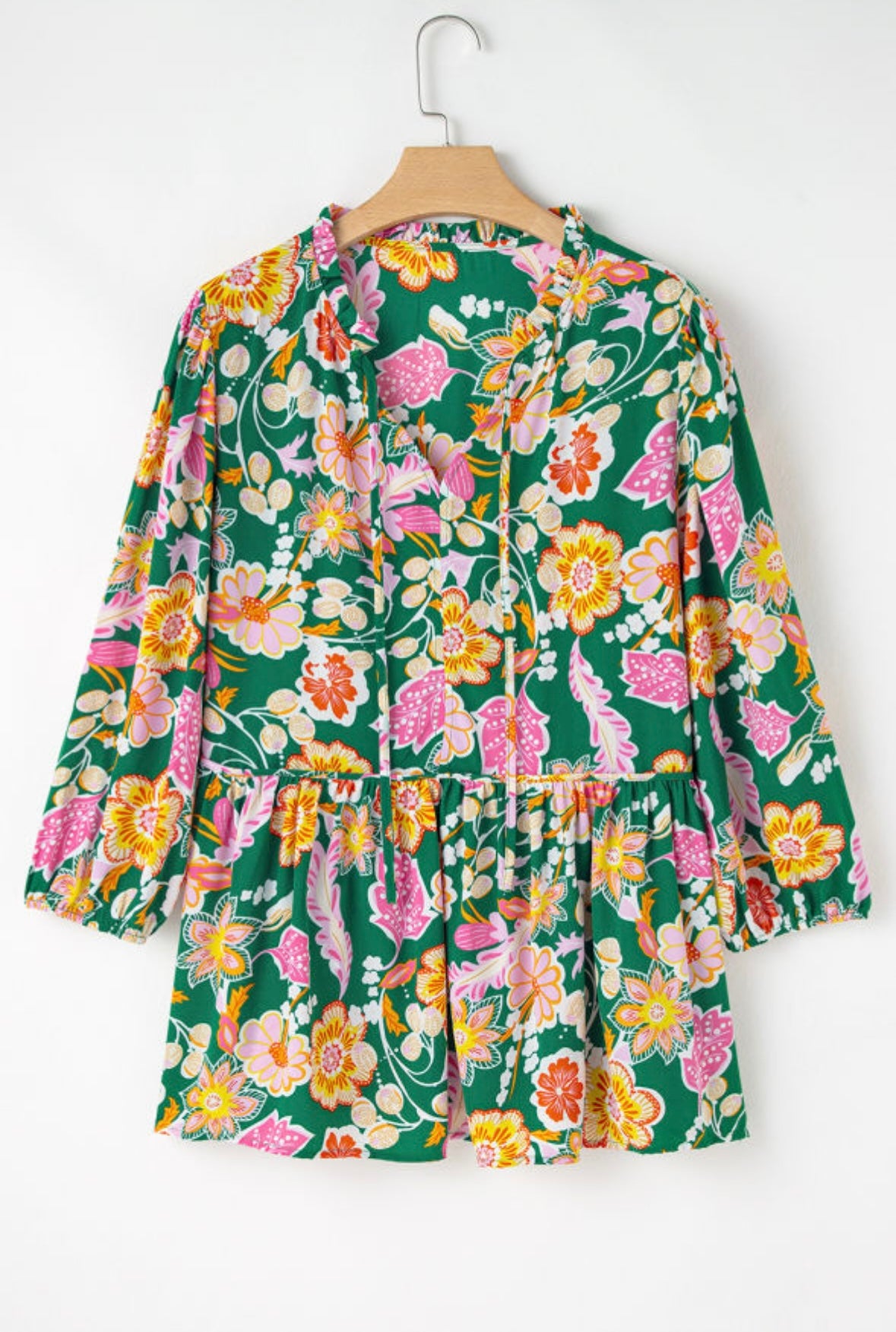 Floral V Neck Babydoll Top