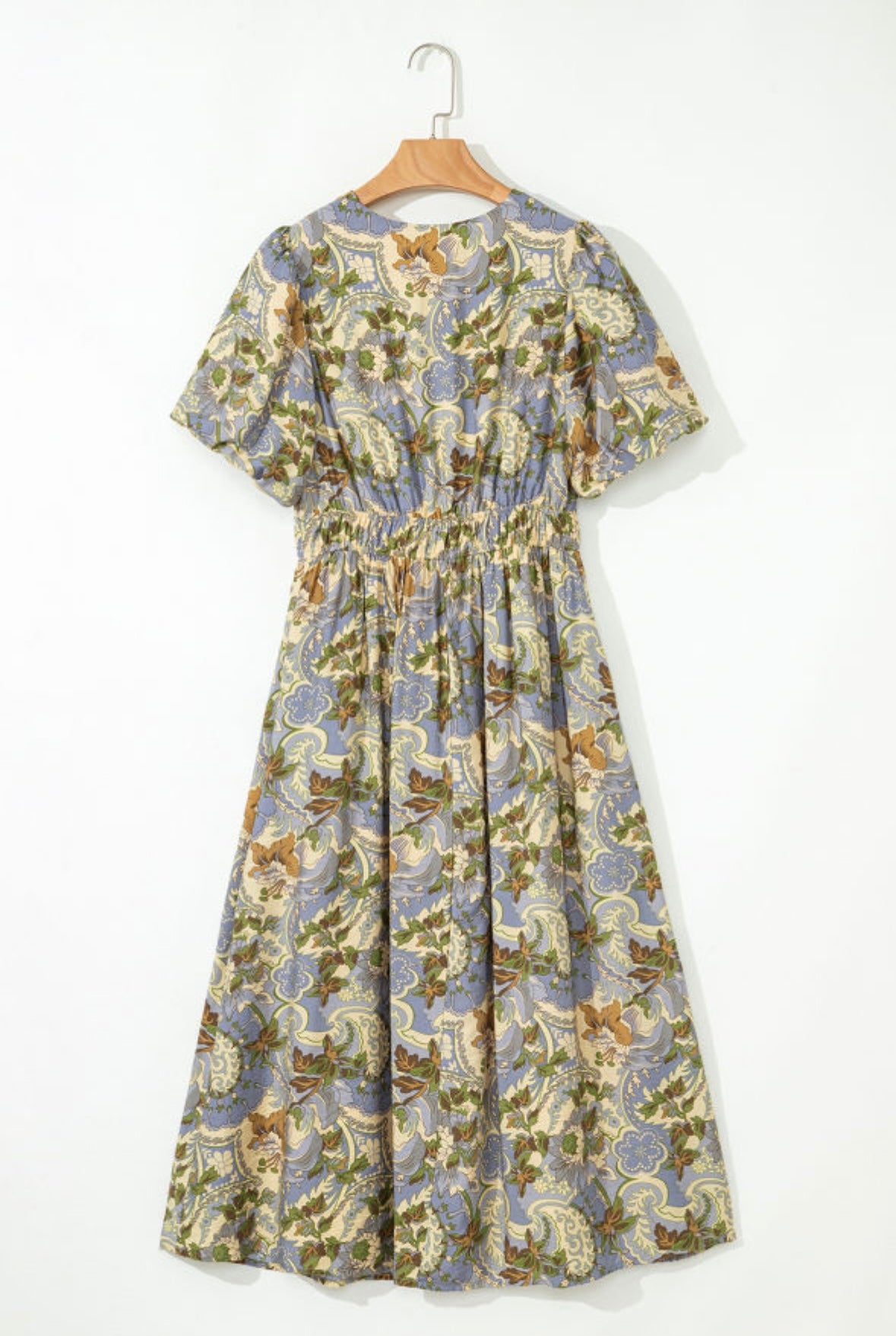 Vintage Floral V Neck Maxi Dress