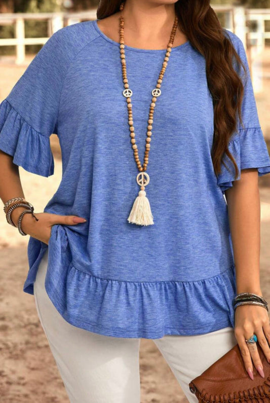 Ruffled Short Sleeve Blouse