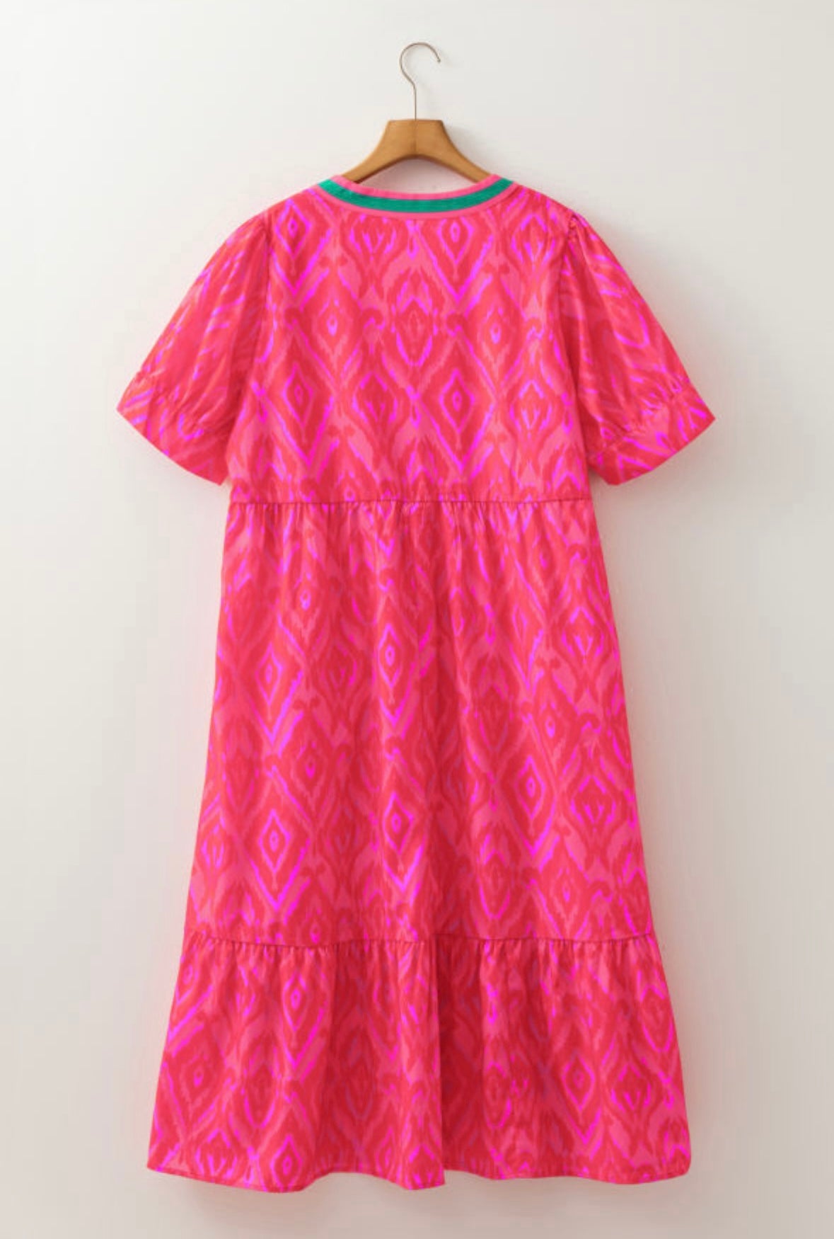 Printed Split Neck Midi Dress