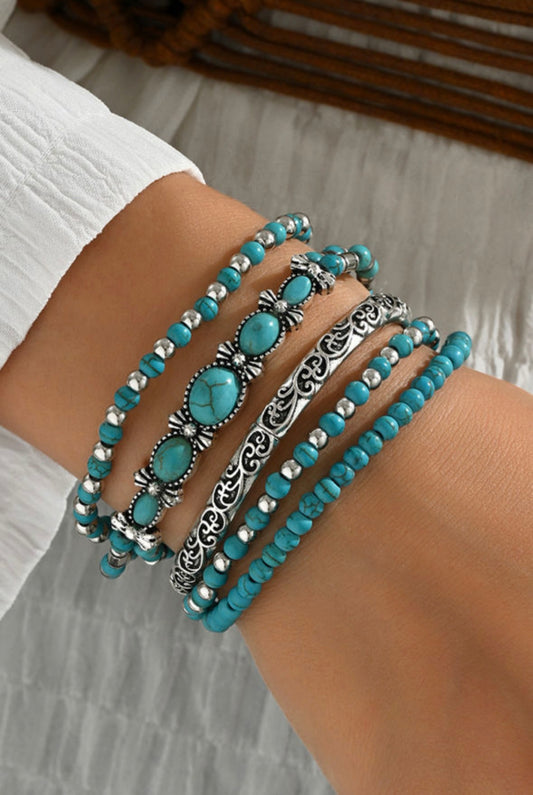 Western Beaded Layering Bracelet 5 Piece Set