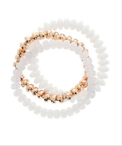 3 Row Acrylic & Metal Bead Bracelet