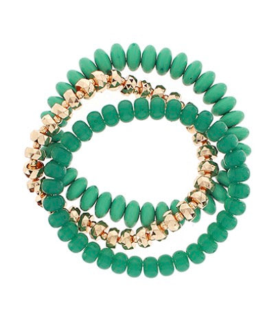 3 Row Acrylic & Metal Bead Bracelet