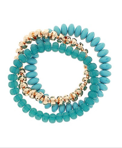 3 Row Acrylic & Metal Bead Bracelet