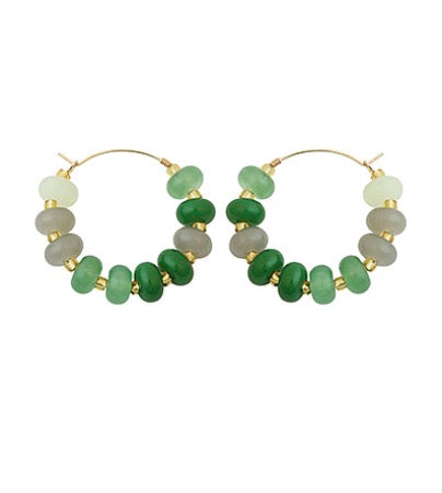 Rondelle Bead Multi Color Hoops