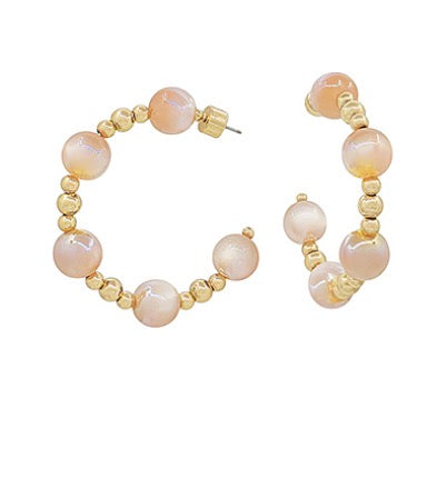 Bead & CCB Ball Hoop Earrings